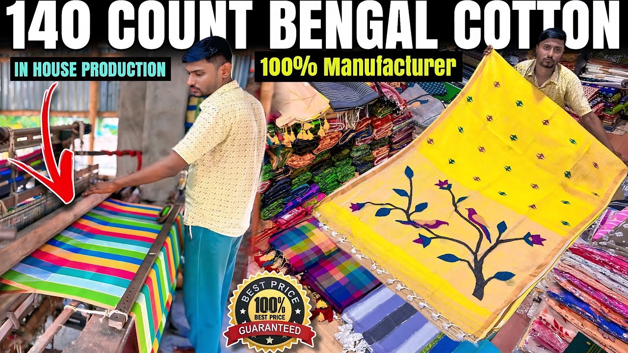 140 Count Pure Mal Cotton, Pure Khadi Cotton, Bengal Cotton,Bengal Tant, Dhakai Jamdani Saree Weaver