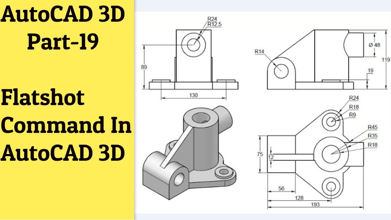 #19 AutoCAD 3D Tutorial- Flatshot In AutoCAD 3D
