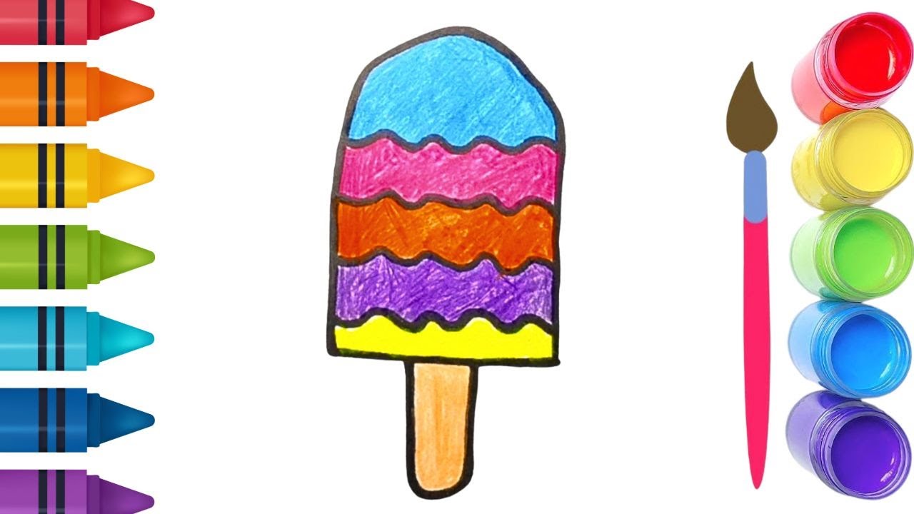 How To Draw cute Ice-cream Drawing, Painting & Coloring For Kids and Toddlers_ Child Art 🐋🌈🎨
