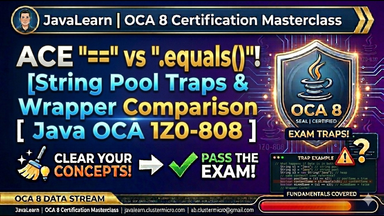 3.2 == vs .equals(), String Pool Traps & Wrapper Comparison | Java OCA 1Z0-808