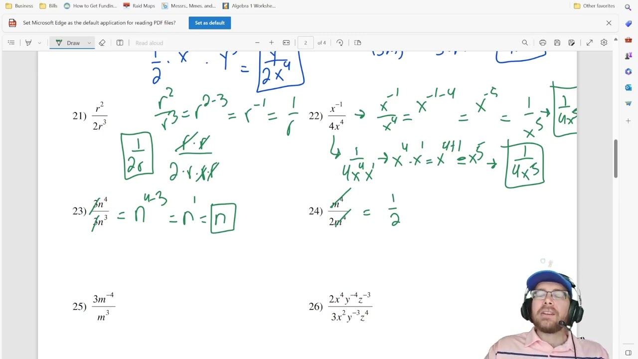 Properties of Exponents (Part 2)- Algebra 1 Kuta Worksheet Series