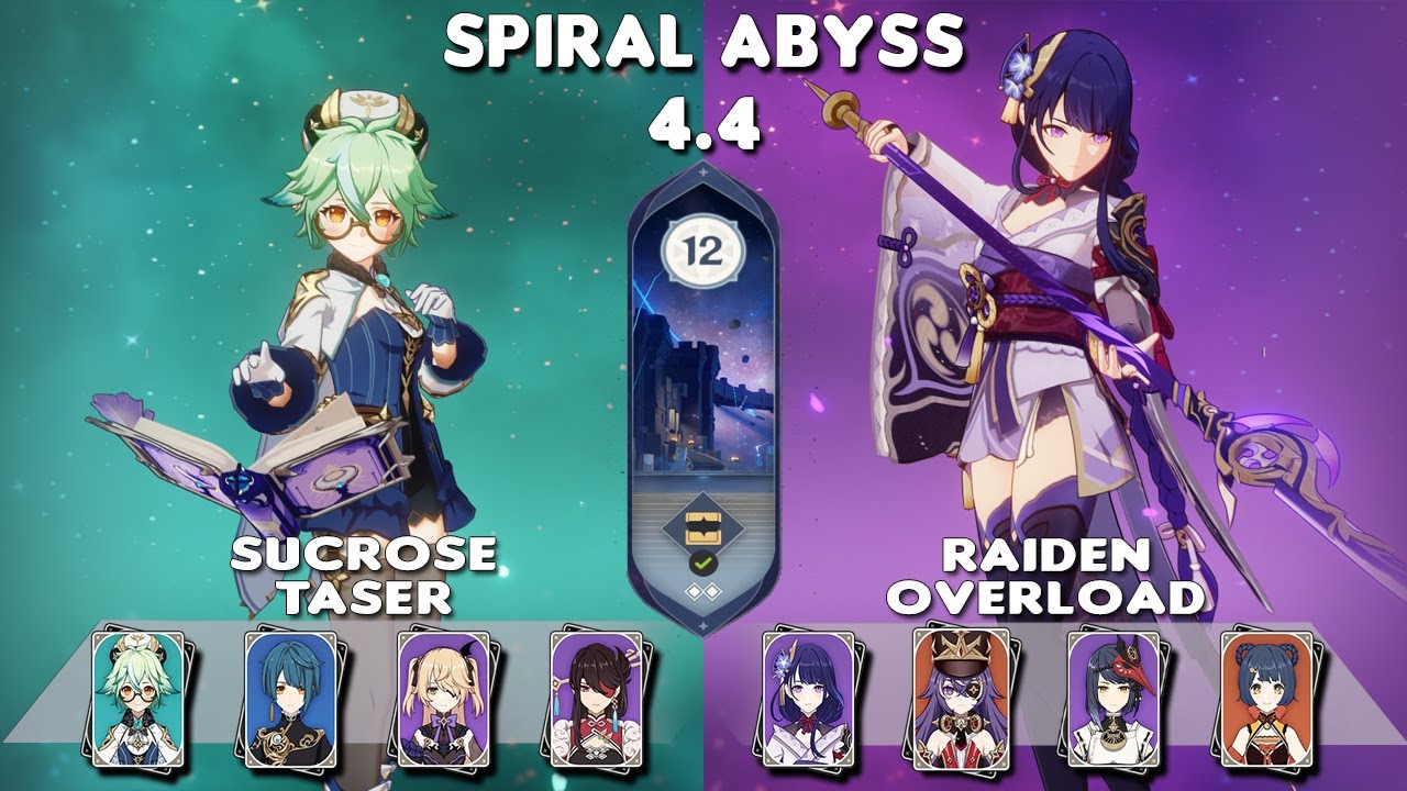Spiral Abyss 4.4 | C6 Sucrose Taser & C3 Raiden Overload | Floor 12-9⭐| Genshin Impact