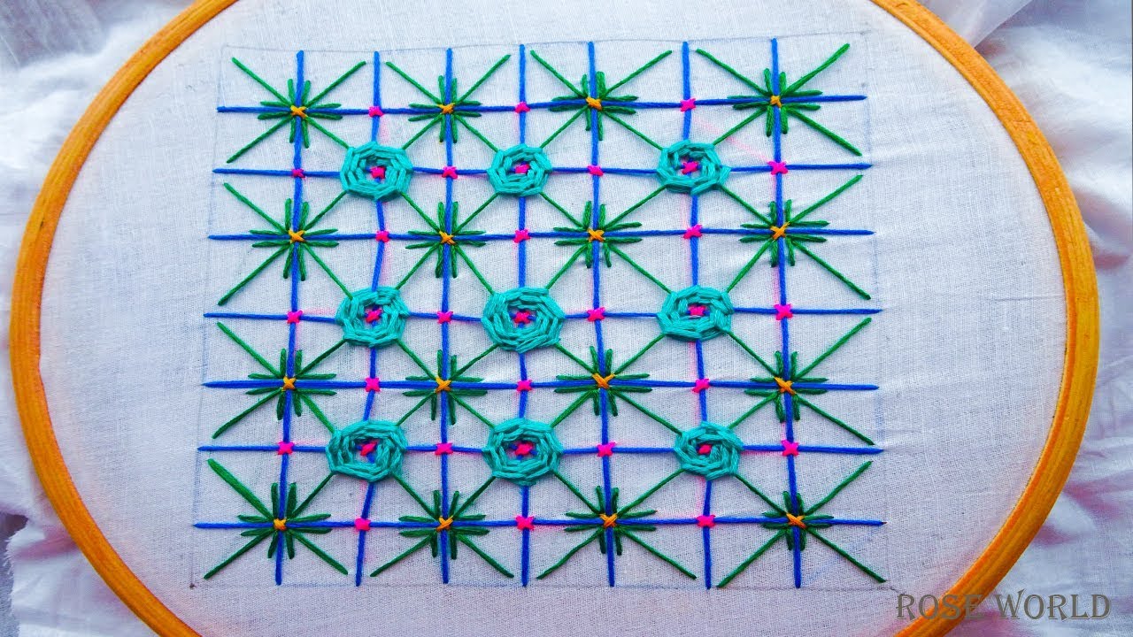 hand embroidery net stitch design|basic embroidery stitch for beginners
