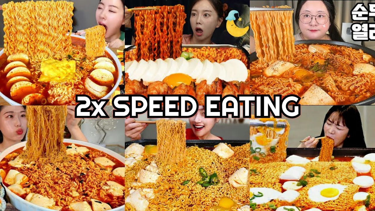 Soft Tofu Ramyeon Noodle Soup Mukbang | ASMR 2x Speed Eating Show