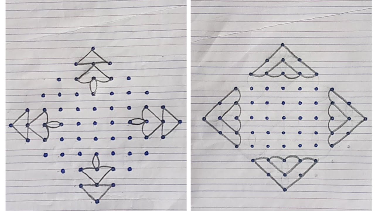 11*1 dots rangoli designs ll easy and beautiful rangoli designs 