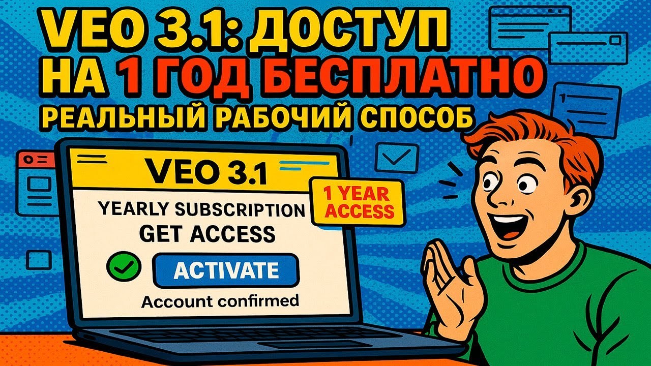VEO 3.1 БЕСПЛАТНО НА 1 ГОД | 100% рабочий способ (проверено мной)