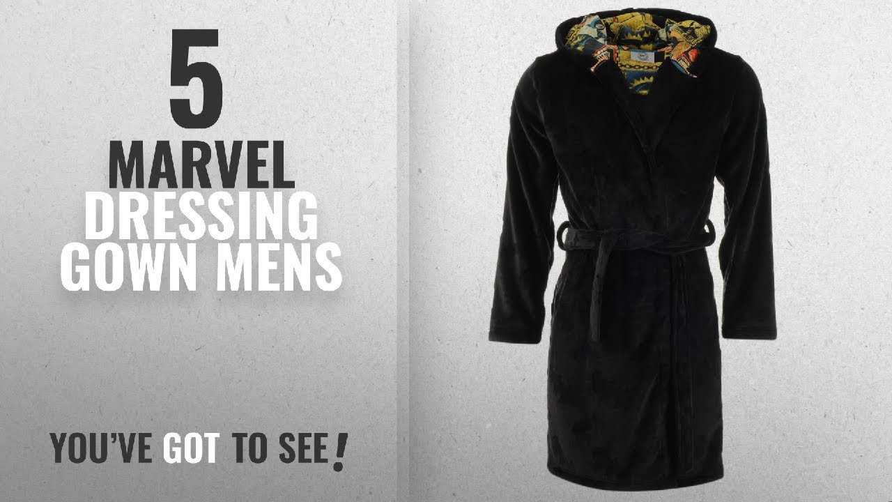 Top 10 Marvel Dressing Gown Mens [2018]: Mens Batman Robe Strip Hoodie Black Dressing Gown