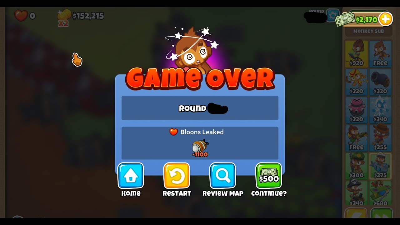 How far can I get ONLY using the Monkey Sub in BTD6? (Double Cash)