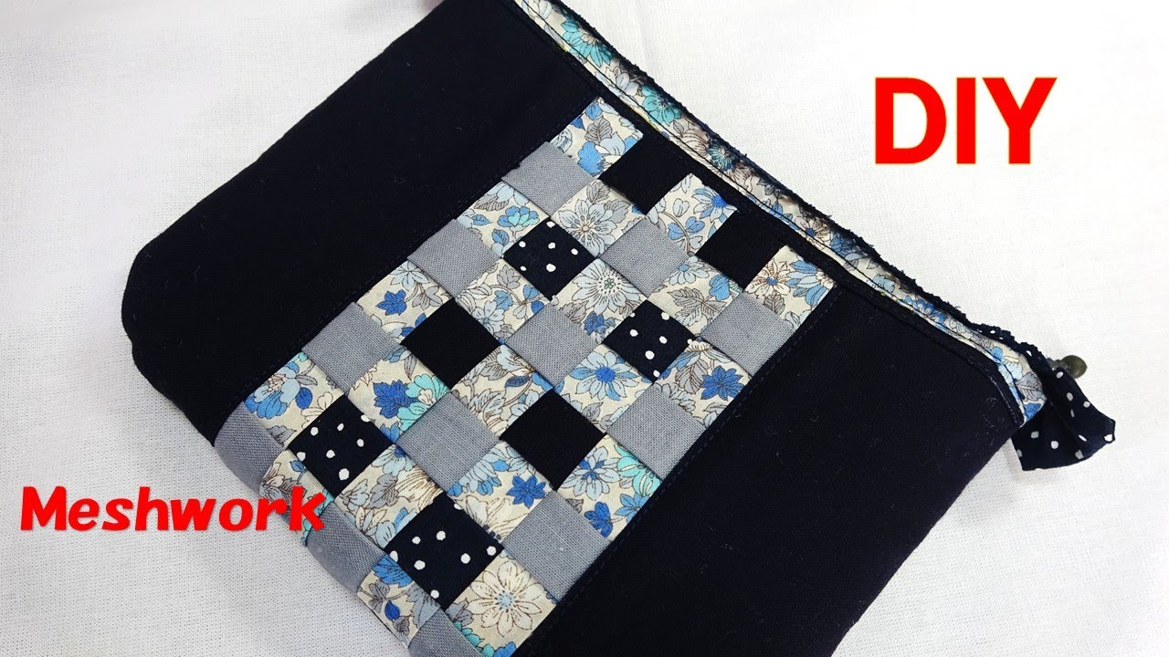 かんたんなメッシュワークキルトで作るポーチ【ＤＩＹ】【手芸】【パッチワーク】