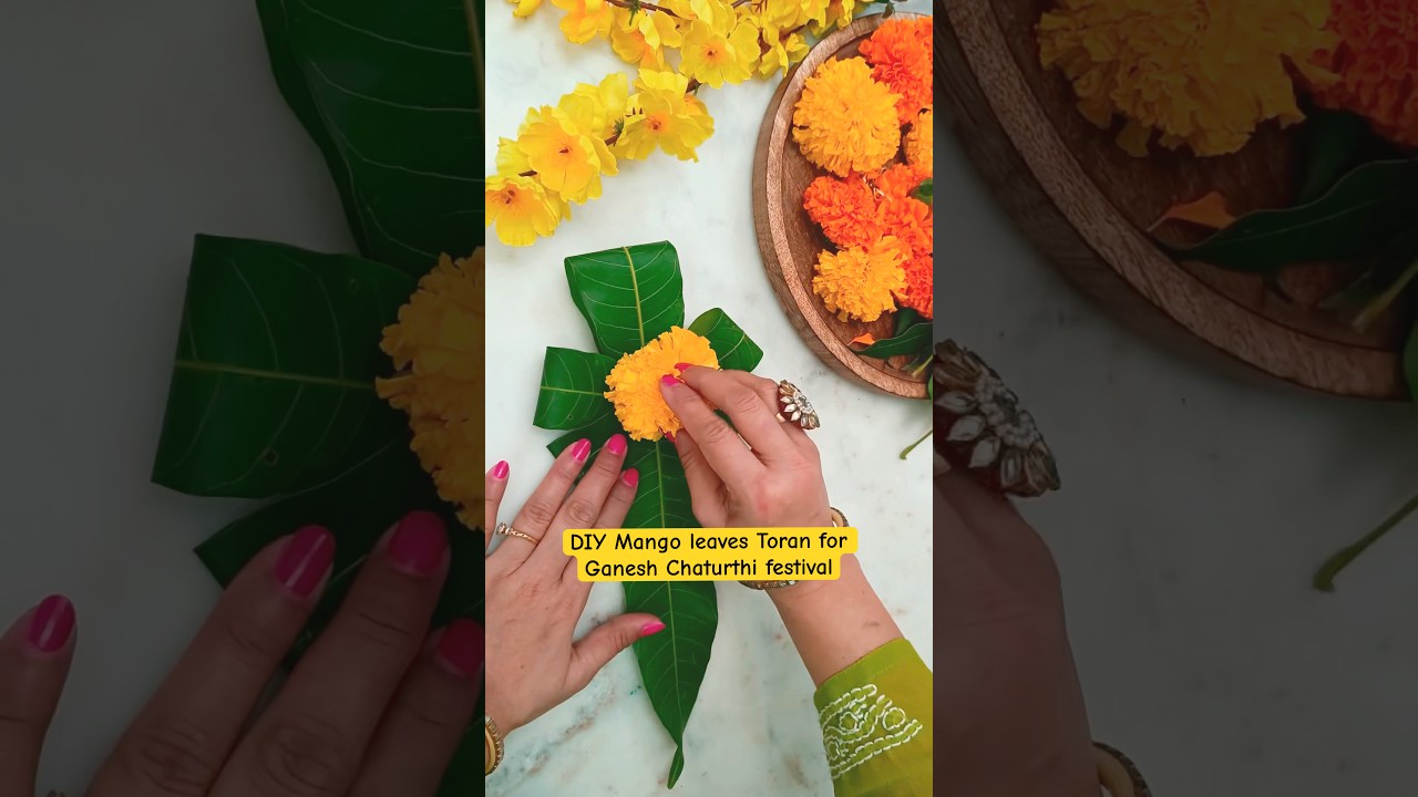 DIY Mango leaves Toran for Ganesh Chaturthi festival #sunitascreativeworld #ganpatidecorationideas