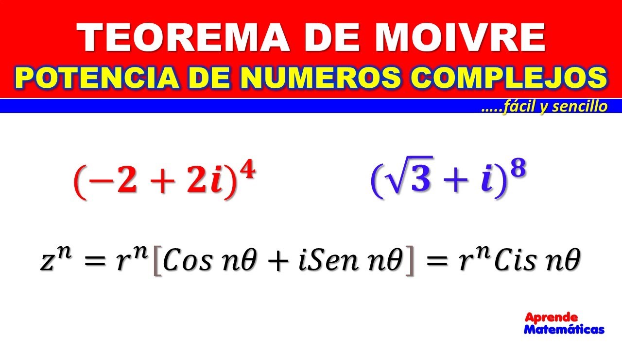 POTENCIA DE NÚMEROS COMPLEJOS. - Teorema de De Moivre.