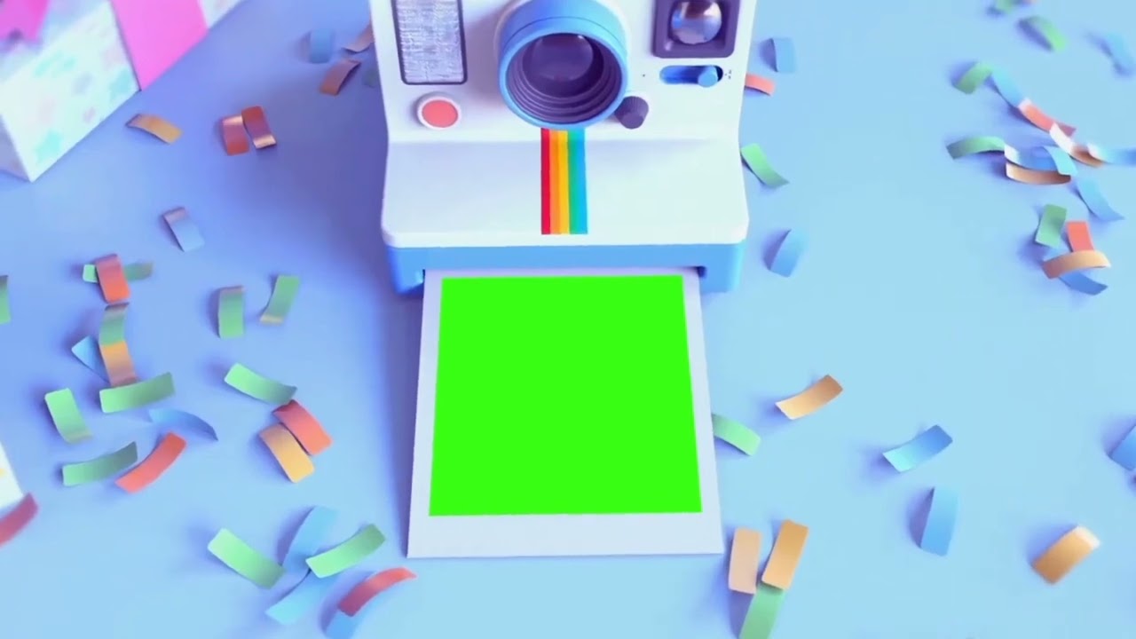 Polaroid cube green screen video copyright free 