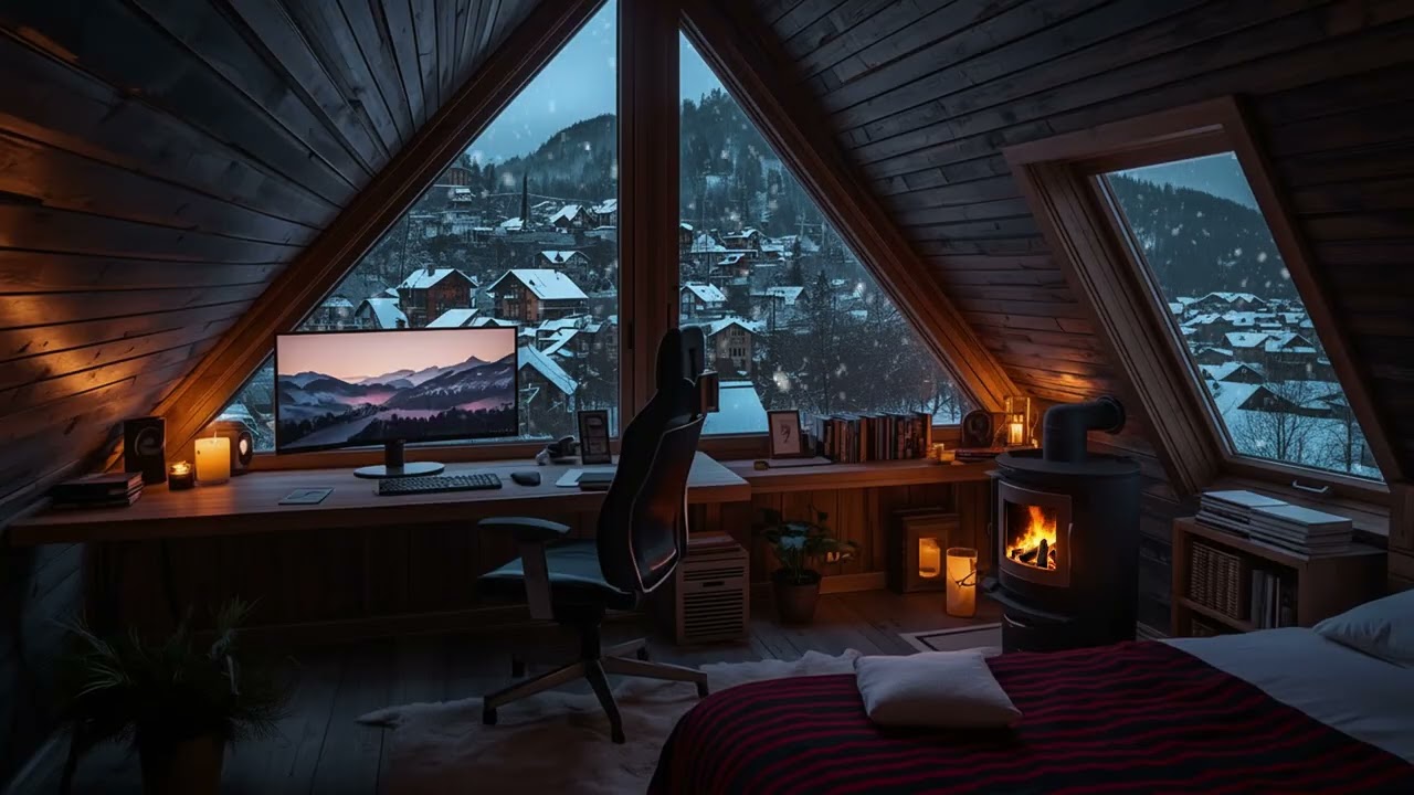 Cozy Winter Cabin Ambience for Deep Work | Focus Music for Productive Sessions