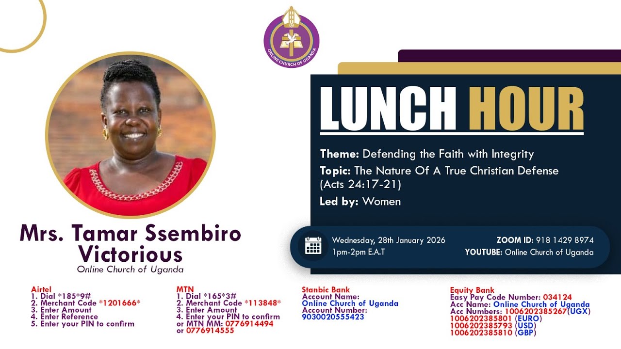 Lunch Hour|29/1/2026|The Nature of A True Christian Defense(Acts 24:17-21)|Tamar Ssembiro Victorious