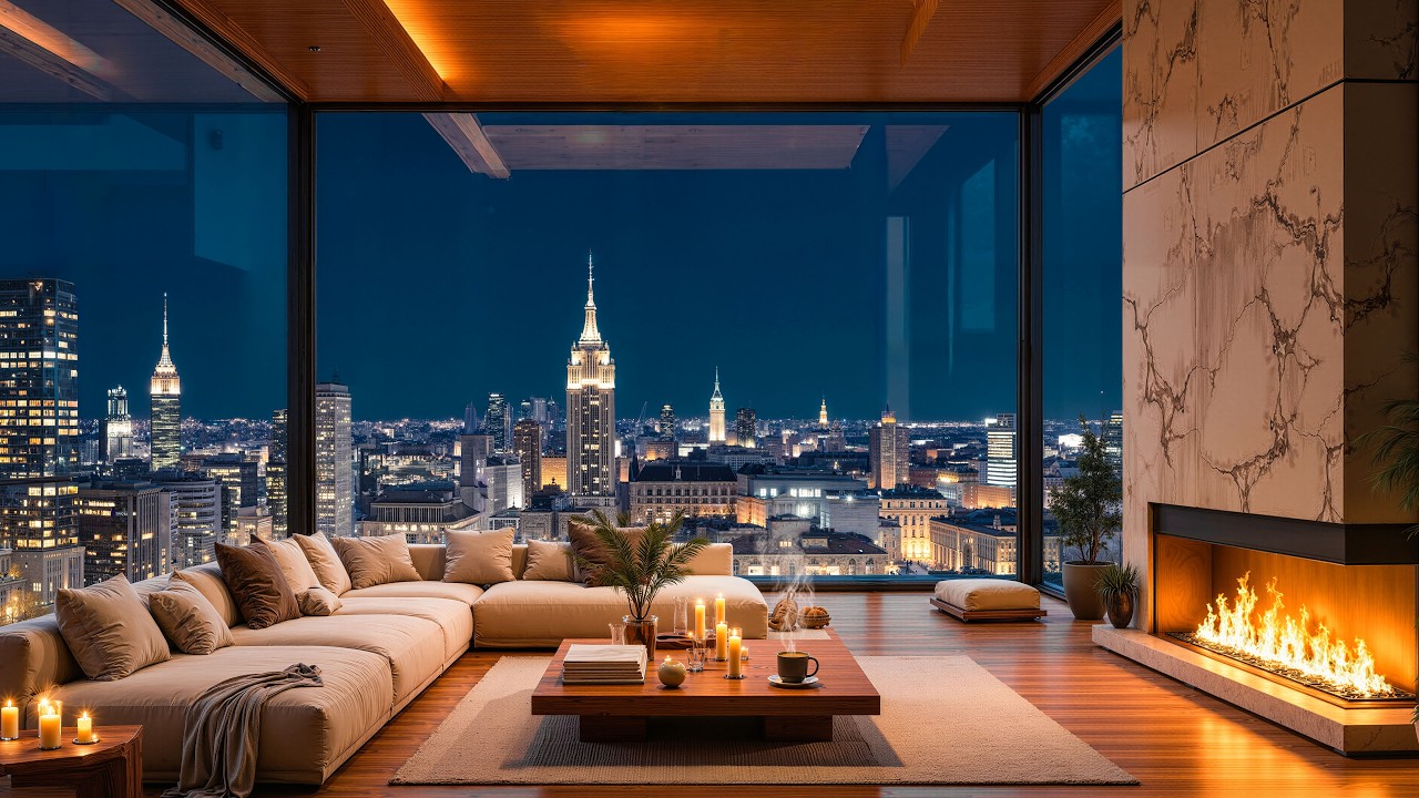 Tranquil Night on a Luxury Apartment 🌃 Smooth Jazz Music for Stress Relief