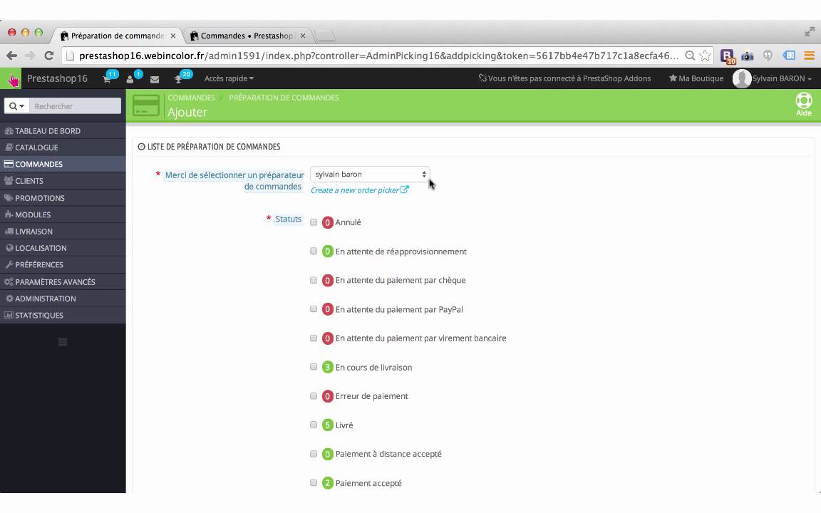 Démonstration du module Picking List Préparation de commandes pour PrestaShop