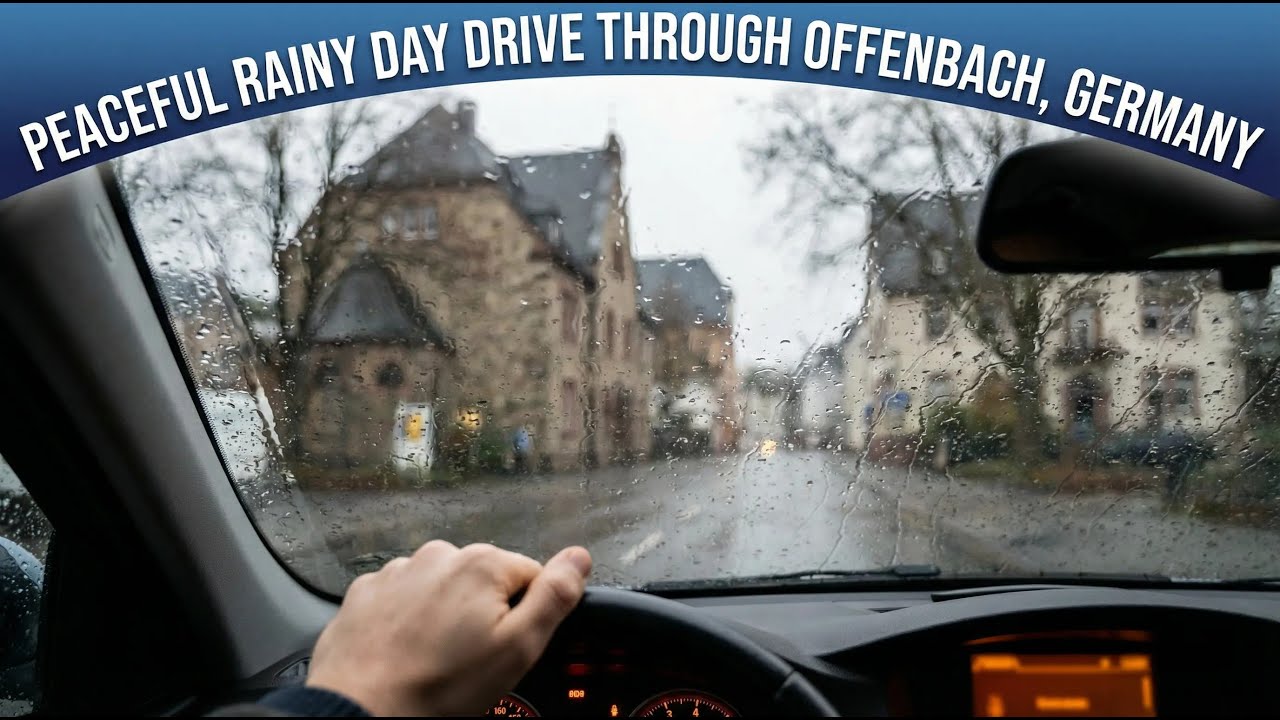 Light Rain Day Drive in Offenbach, Near Frankfrut, Germany 🌦️🚗🛣️
