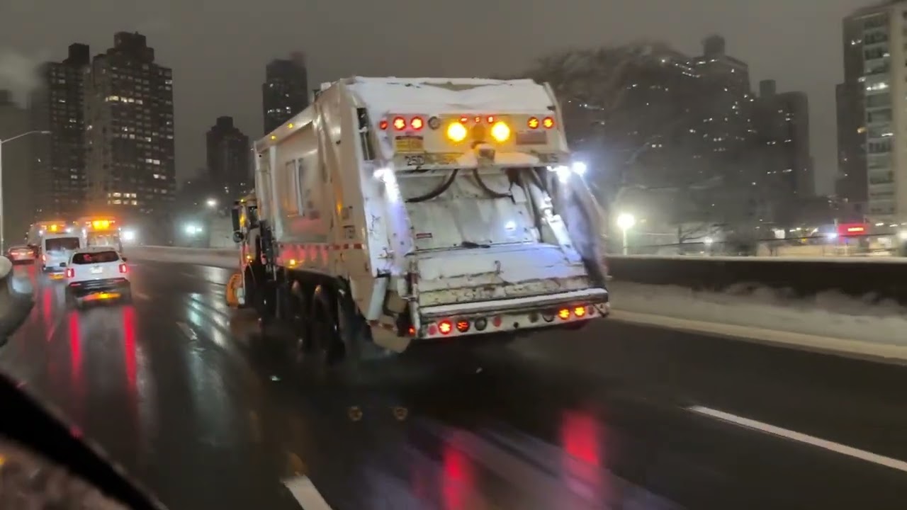 DSNY PLOWING THE FDR DURING WINTER STORM FERN ON THE UPPER EAST SIDE OF MANHATTAN IN NEW YORK CITY.