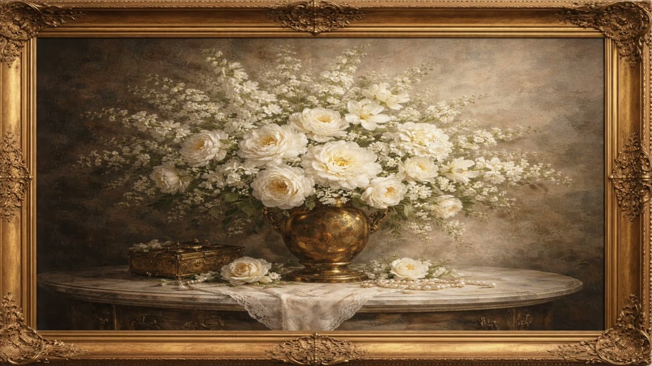 Vintage Floral Oil Painting / 1 Hour TV Frame Art & Relaxing Ambience