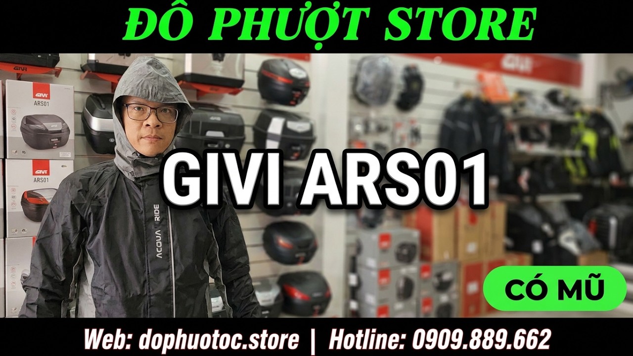 Review Áo Mưa Givi ARS01 (Có Mũ) | Chống Nước 100%? | Đồ Phượt Store