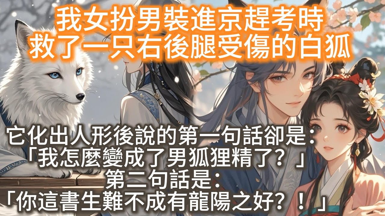 完結搞笑文：我女扮男裝進京趕考時，救了一只右後腿受傷的白狐。我救了一只狐狸。   它化出人形後說的第一句話卻是： 「我怎麼變成了男狐狸精了？」 第二句話是：「你這書生難不成有龍陽之好？！」