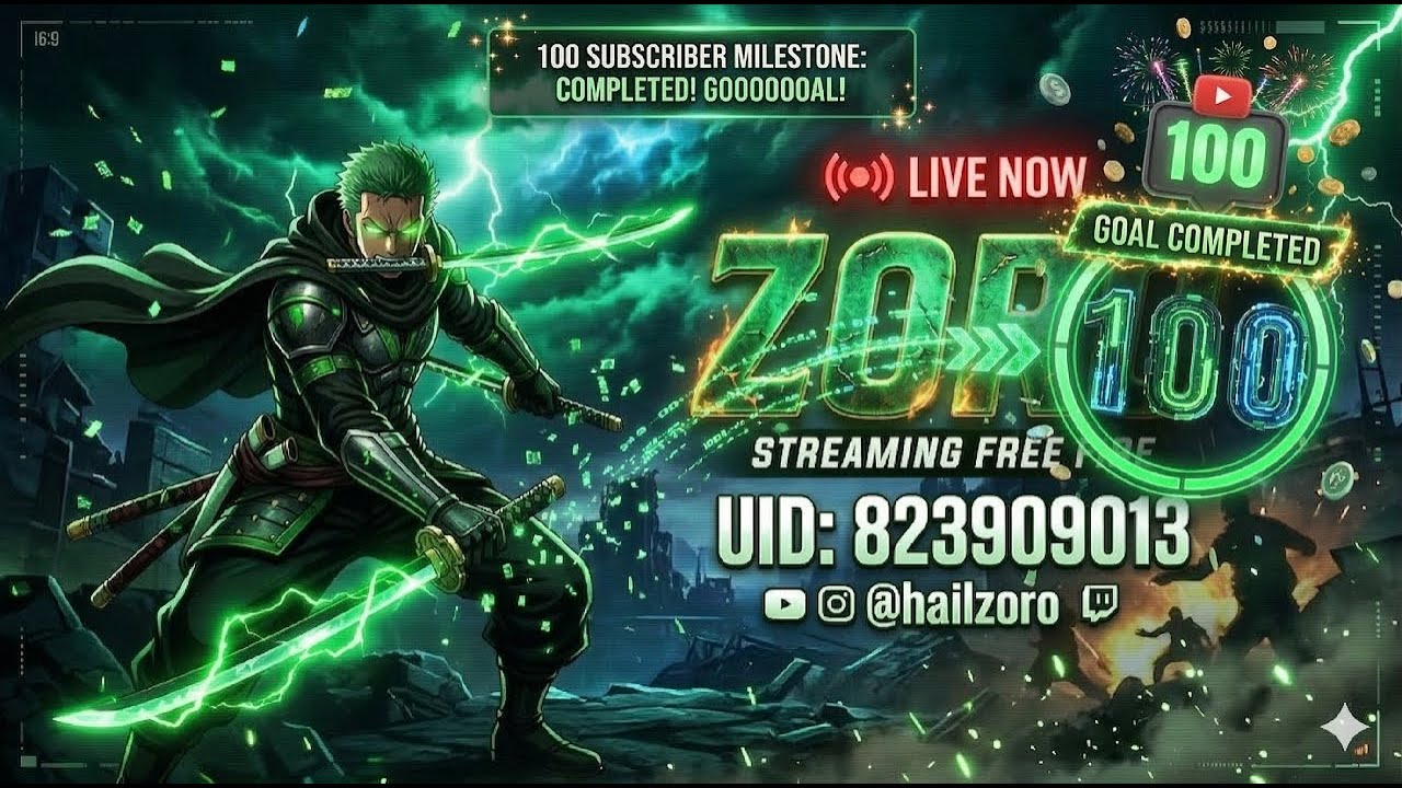 🟢100 Subscriber Milestone  Thank you Uid check and teamcode and custom Live🔴 @hailzoro