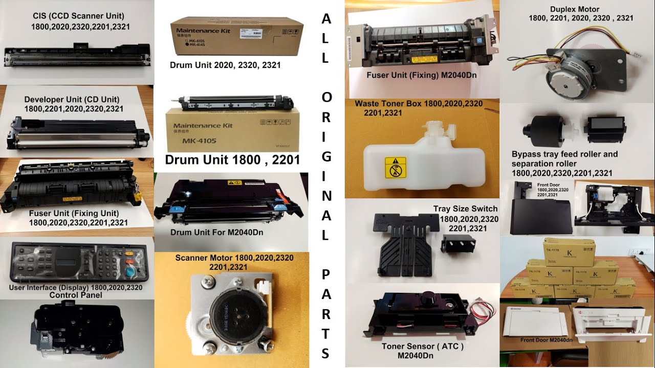 How to order Kyocera All Original Parts! For 1800, 2201, 2020, 2320, 2321, M2040dn, 2040