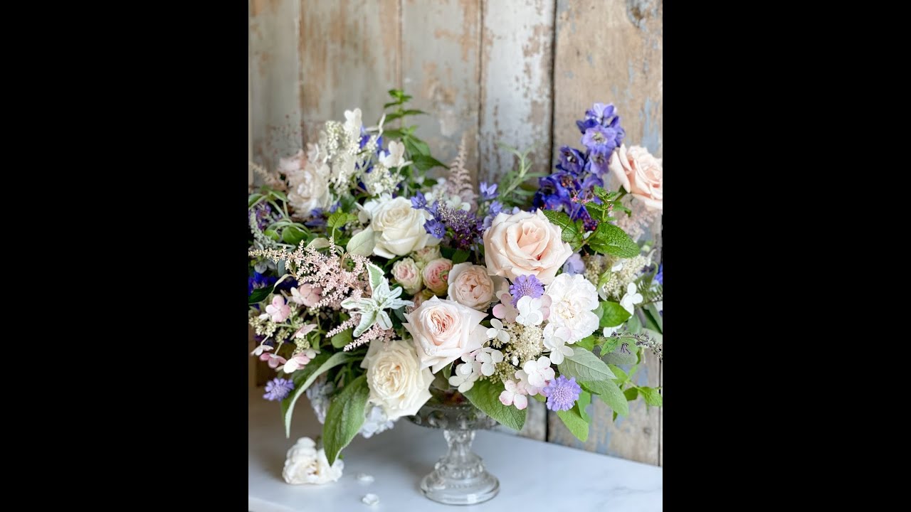 Arranging a Flowers in Glass Compote - Sandra Sigman with Secrets of a Hostess Magazine Vertical