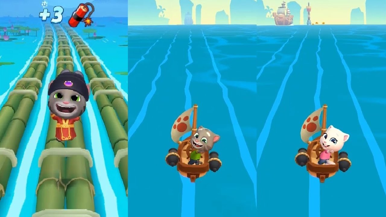 TALKING TOM GOLD RUN 2 VS TOM GOLD RUN 1 Chinese Version  Fortune Tom VS TALKING TOM VS  ANGELA