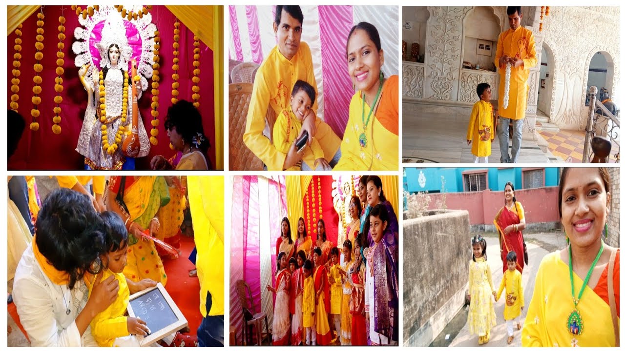 🪷🦢 সরস্বতী পুজোয় বাবুর হলো প্রথম হাতে ক্ষড়ি //সবাইমিলে সেজে গুজে বাবুর স্কুলে গেলাম  