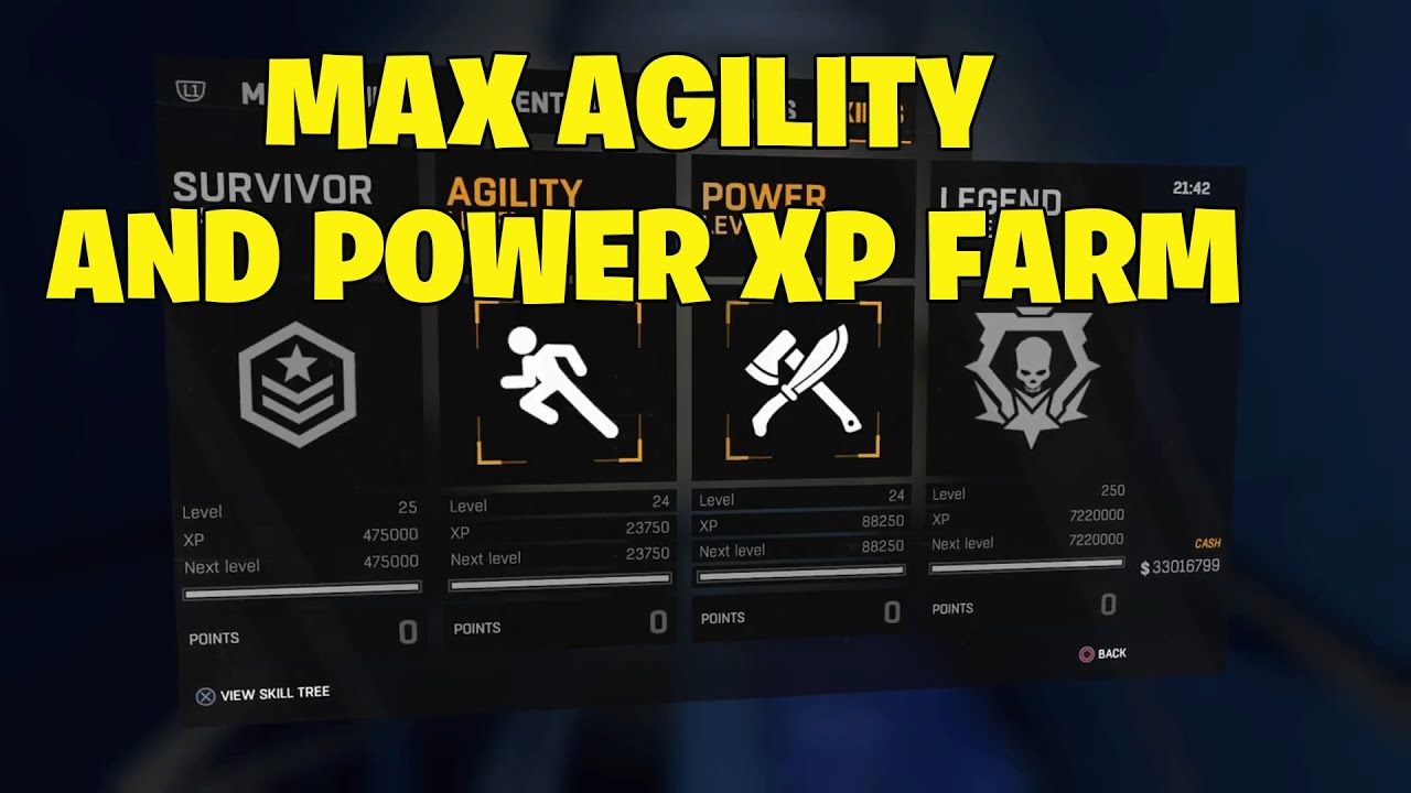 Dying Light | POWER and AGILITY FAST XP FARM | PS4 PRO