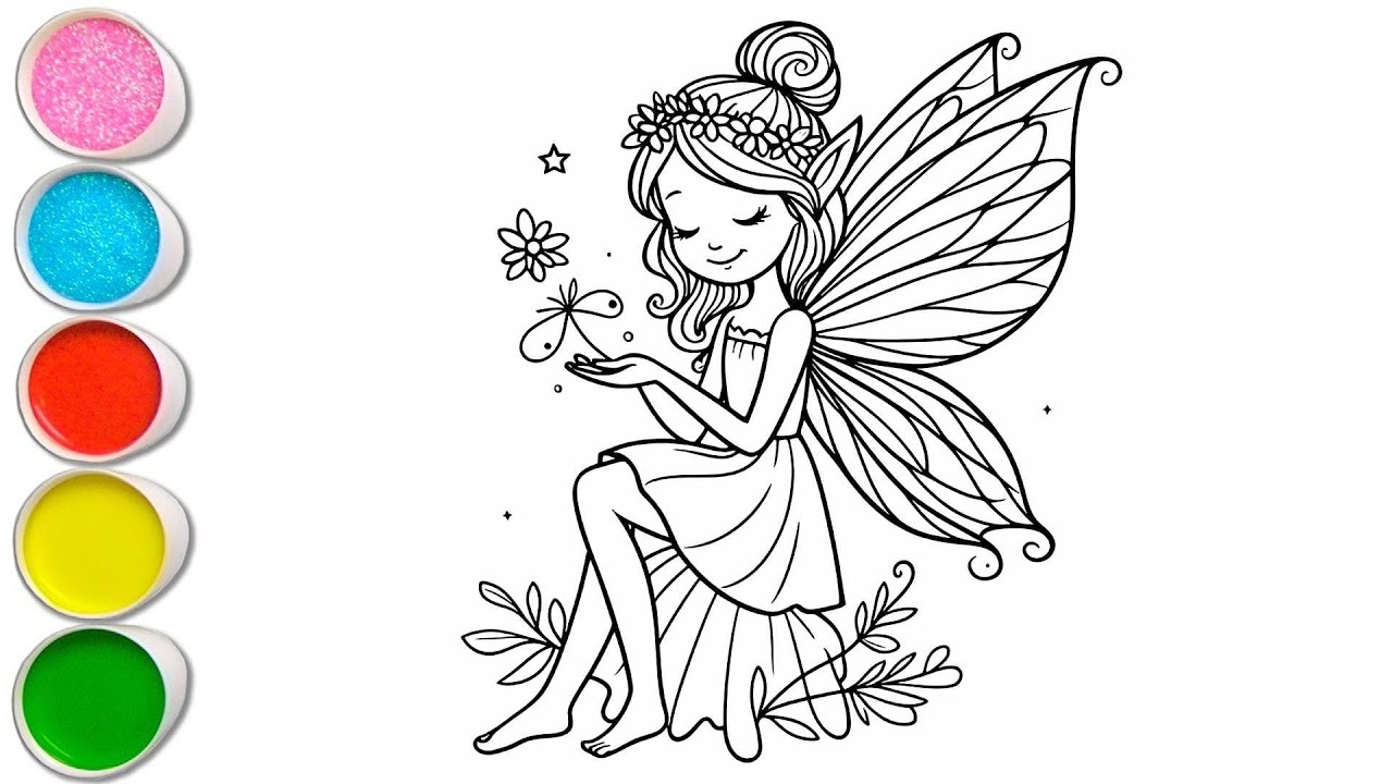 Рисунок милой феи для детей, Рисование и раскрашивание для детей, Малыши | Давайте рисовать вместе