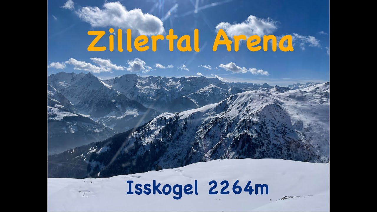 Panoramic view skiing from Isskogel (Zillertal Arena) on blue slope 34