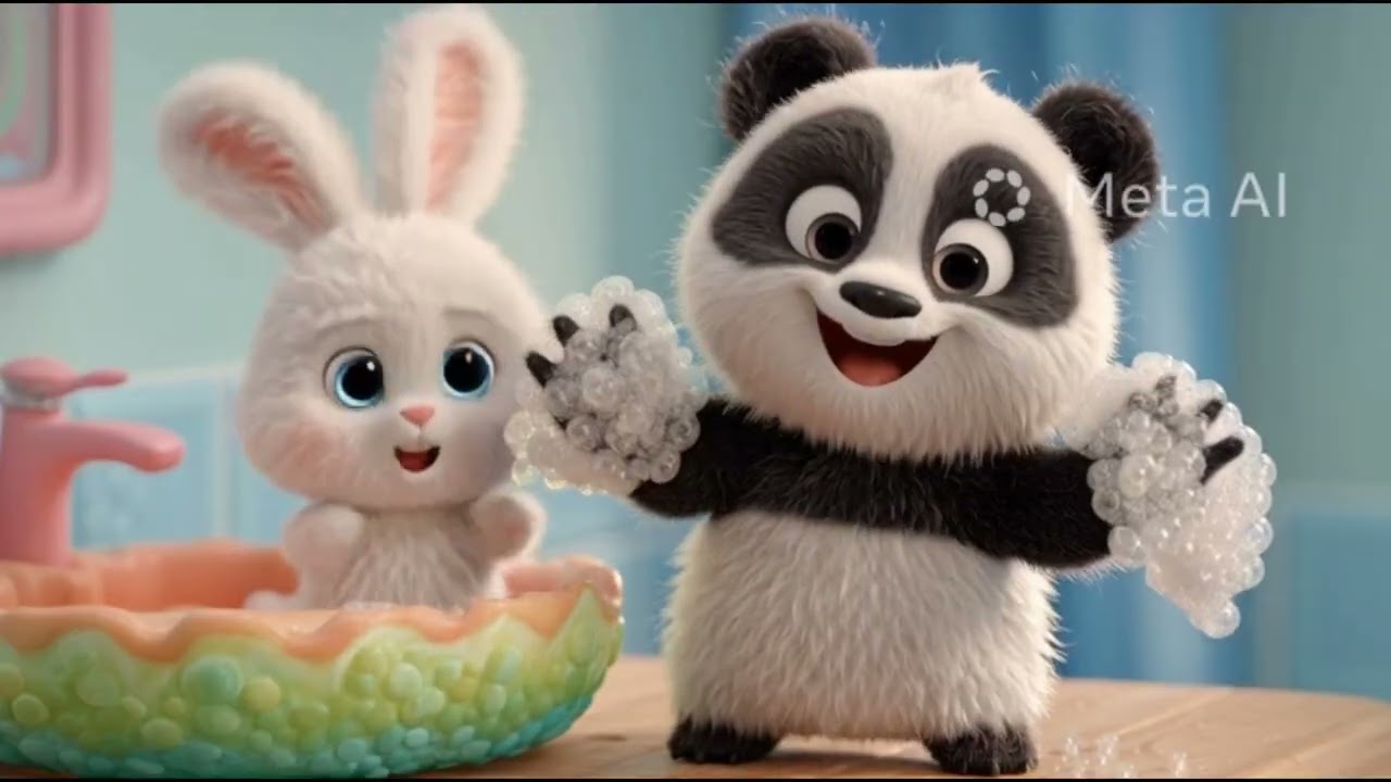 🧼 Panda & Bunny Nursery Rhyme | Healthy Habits Song for Kids @Panda.Sprout 