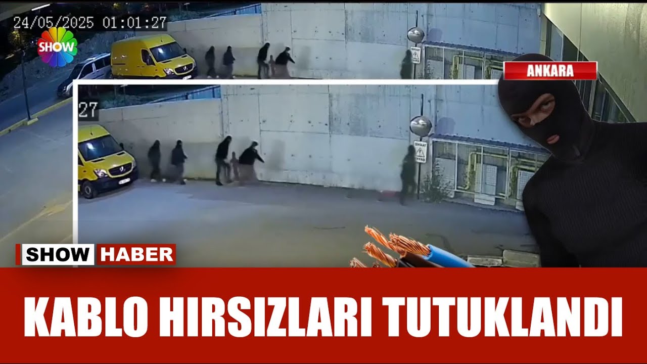 Maskeli kablo hırsızları kamerada