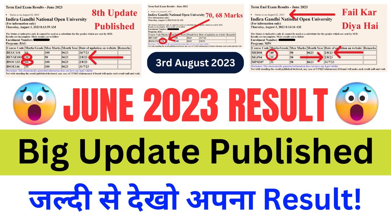 (Breaking News) June 2023 Result 8th Big Update Published | Revaluation Portal is Active!_IGNOU NEWS