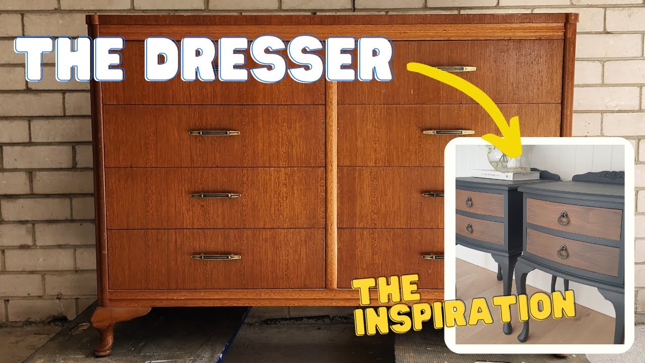 Queen Ann Dresser Transformation with Black Chalk Paint and Wax I Thrifted Furniture Flip