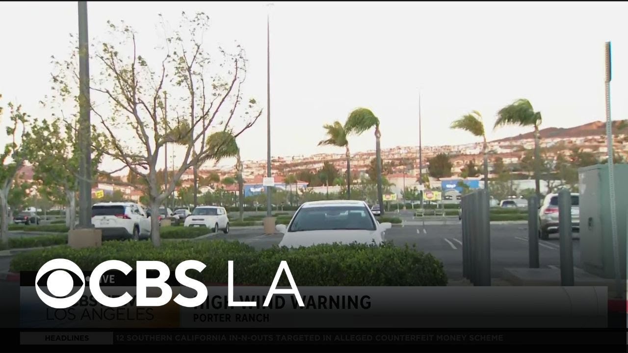 Santa Ana winds bring strong gusts in Porter Ranch on Saturday