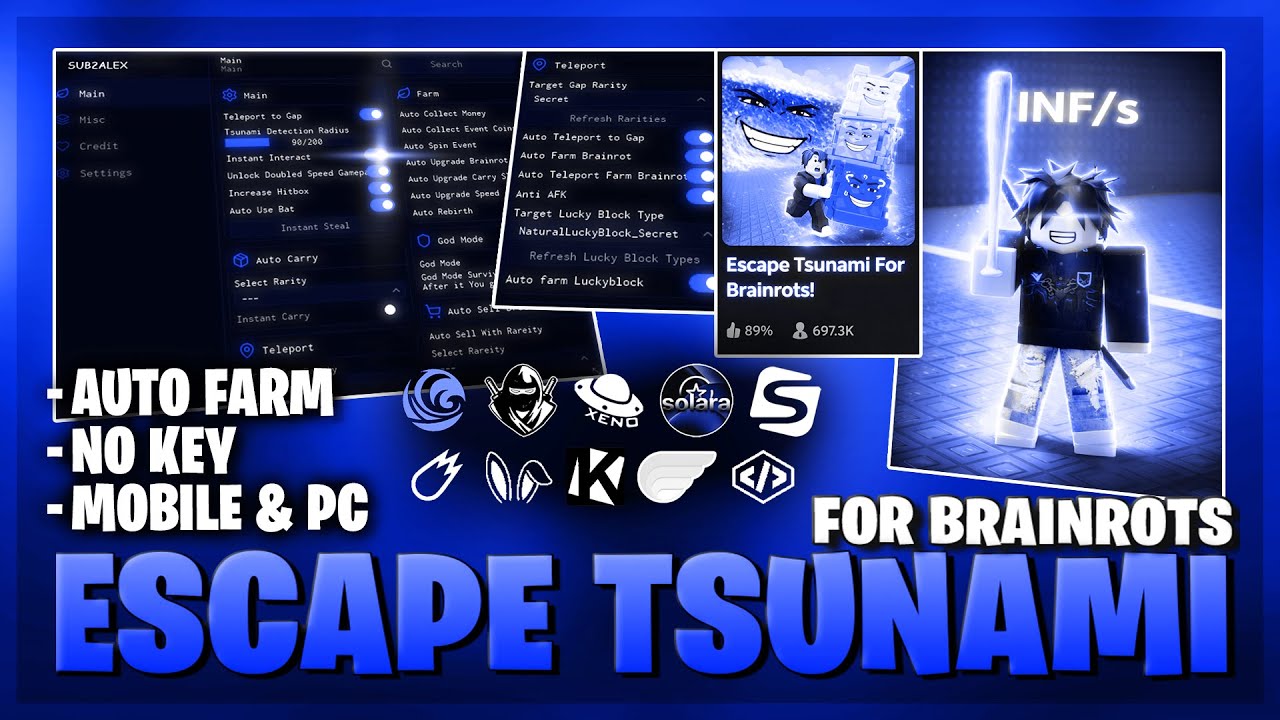 [🌊 NO KEY] Escape Tsunami For Brainrots Script &ndash; AUTO FARM | AUTO COLLECT | DUPE | AUTO EVENT