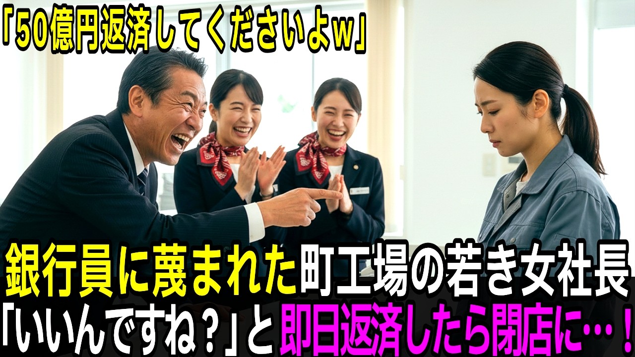 「ほら、今すぐ50億返せよｗ」町工場の女社長を見下した銀行員。「いいんですね？」と即日返済したら、支店が閉鎖に…【感動する話】【朗読】