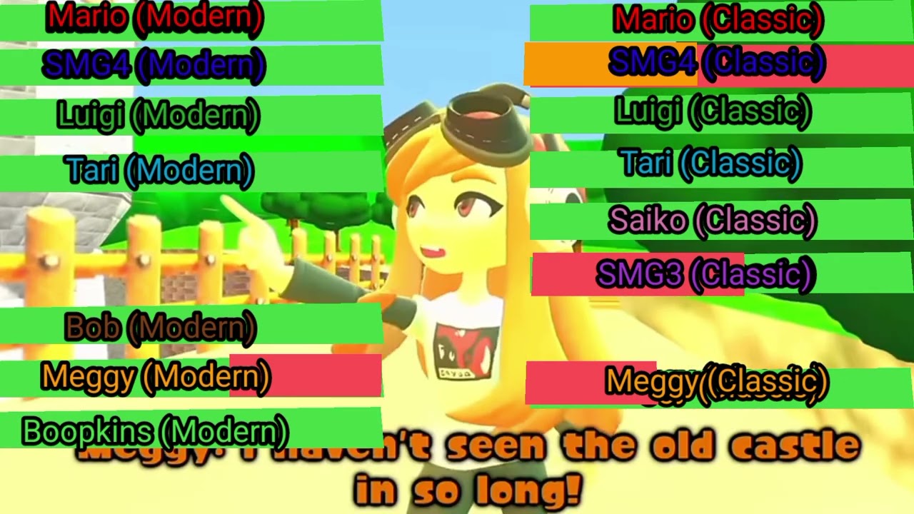 Team Modern SMG4 vs. Team Classic SMG4 with healthbars 