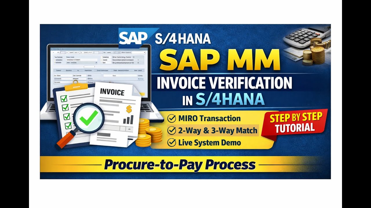 SAP MM Invoice Verification Process | Procure to Pay | MIRO | Accounting Entries | FIORI 2025