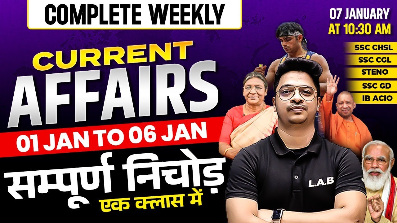 01 JAN TO 06 JAN CURRENT AFFAIRS 2024 | MOST IMPORTANT WEEKLY CURRENT AFFAIRS QUESTIONS BY AMAN SIR