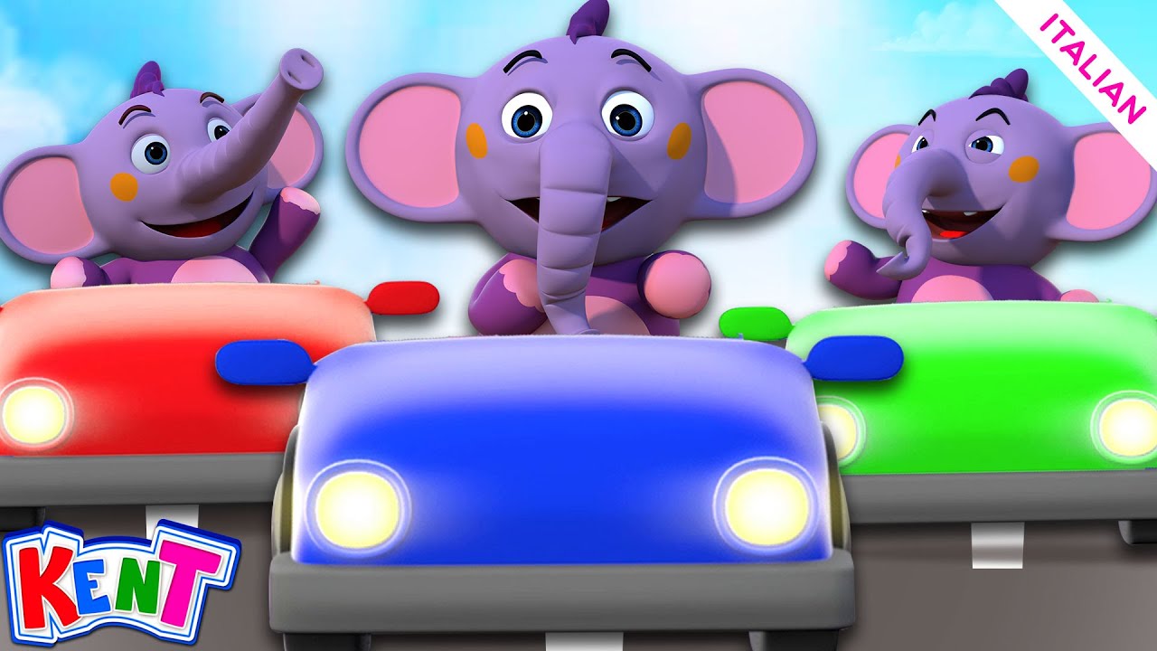 Impara Colori Con L'Auto | Cartone Animato Educativo Per Bambini | Kent l'elefante