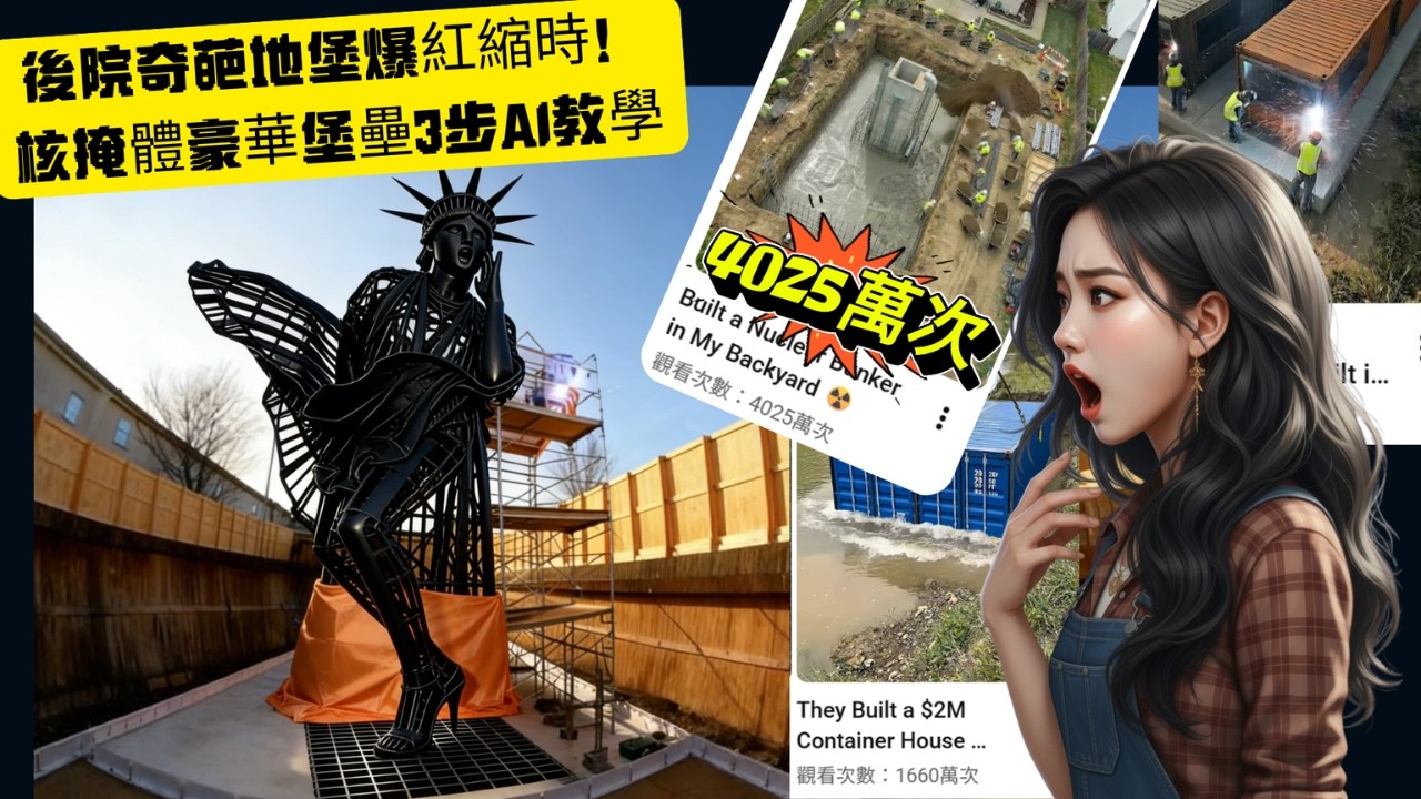 後院奇葩地堡爆紅縮時攝影！核掩體豪華堡壘3步AI教學，輕鬆製作爆紅短片