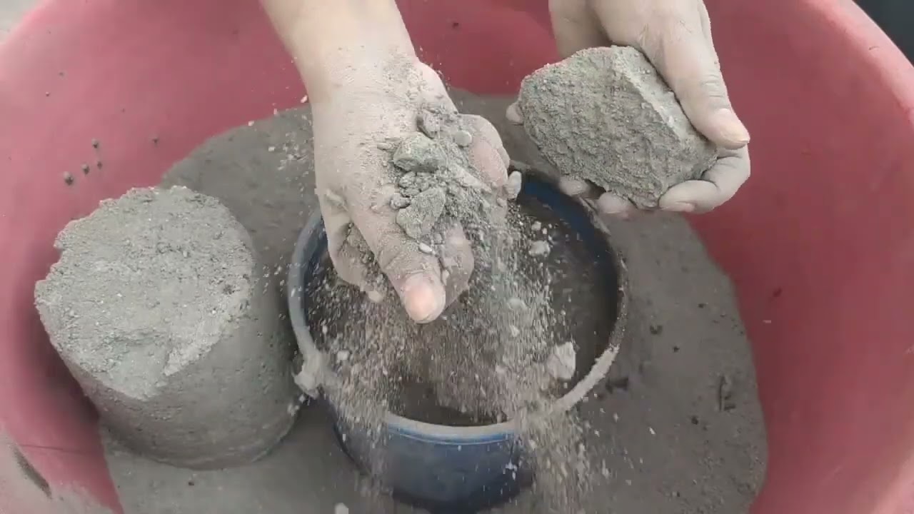 Gritty sand cement crumbling dry and water 💦 || Satisfying relaxing asmr 