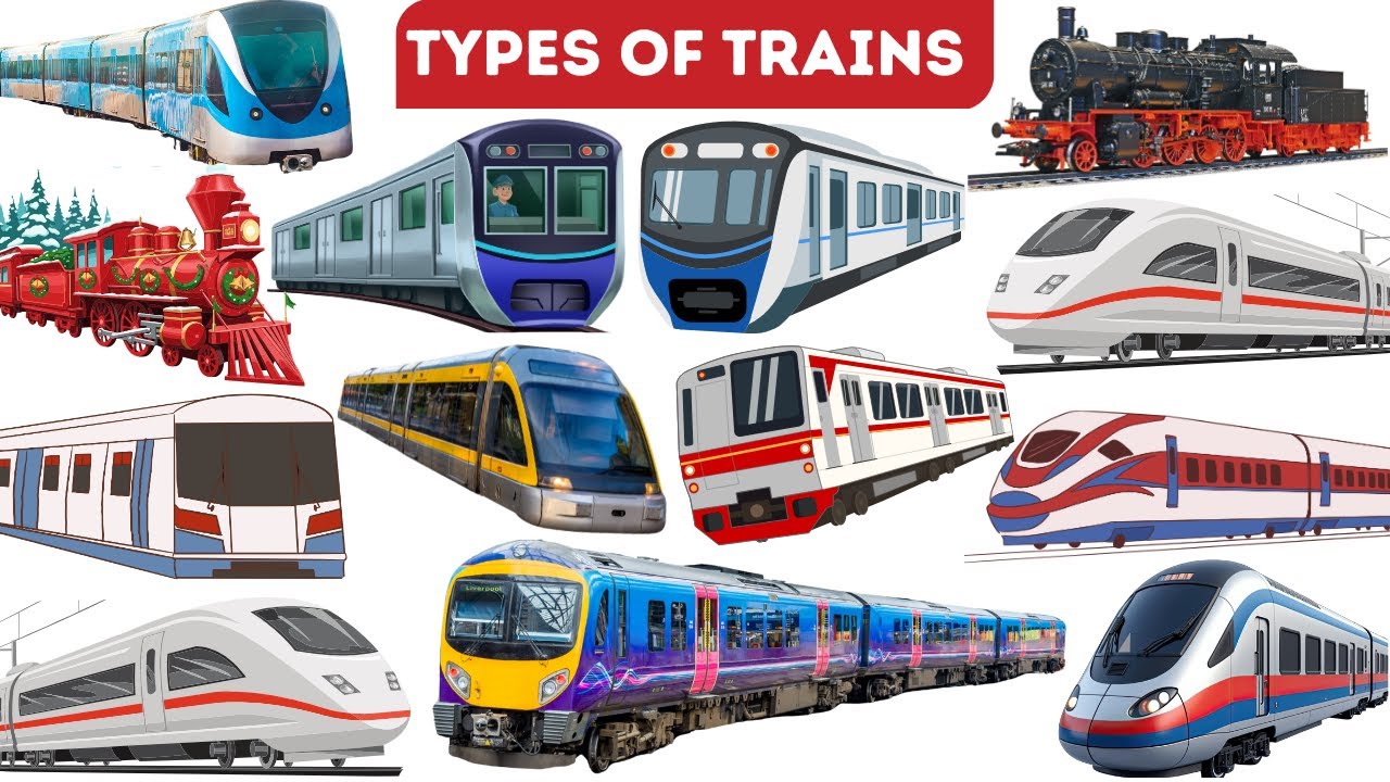 Types of Trains for Kids  | Learn About  Railway Transport in English | Fun Educational Video