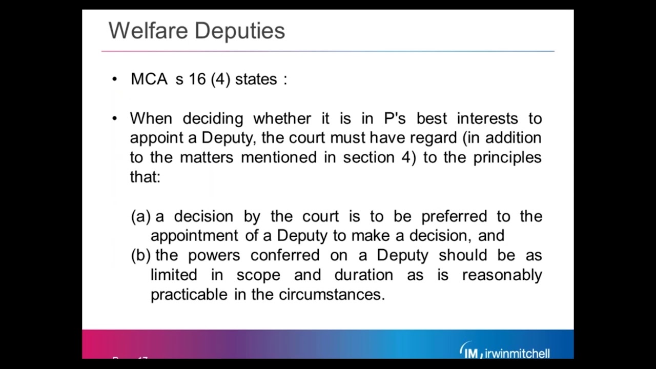 Decision making for adults lacking capacity