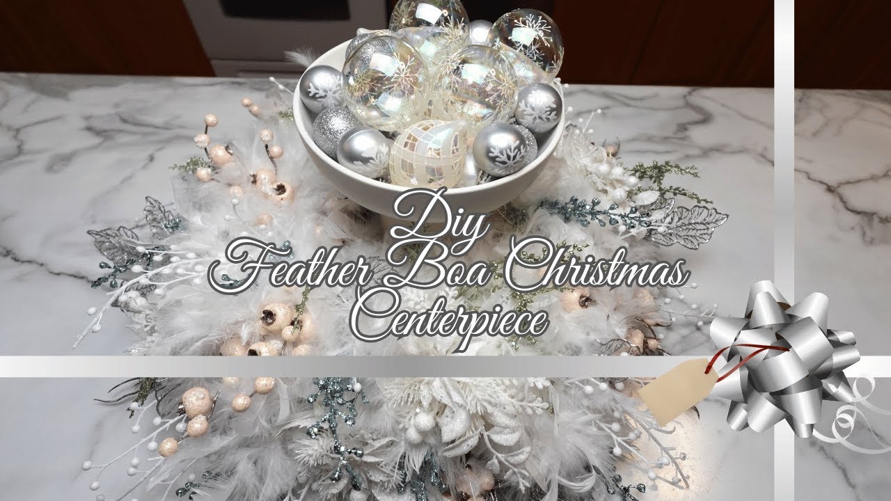 Decorate Your Kitchen Island for Christmas DIY Feather Boa Centerpiece Luxury Xmas Decor on a Budget