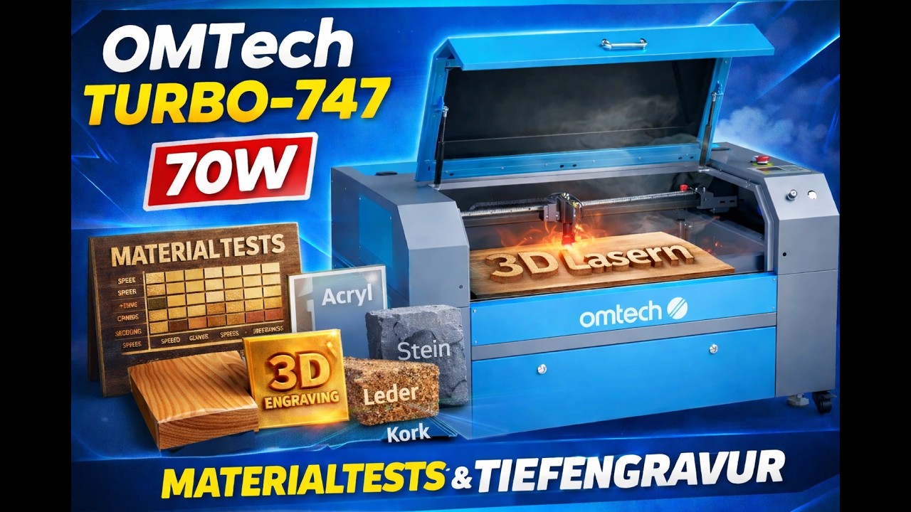 OMTech 70W Co2 Laser Turbo-747 - Part 2 - Materialien und 3D Gravur